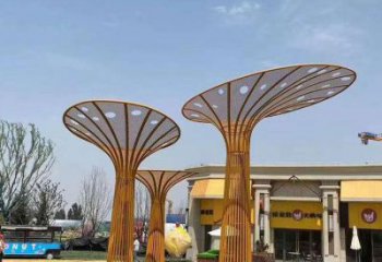 遮陽樹雕塑制作，村標概念，不銹鋼遮陽樹雕塑廠