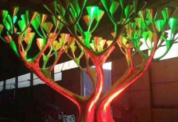 燈光樹雕塑優(yōu)價，村標概念，燈光蘑菇樹雕塑廠家精品