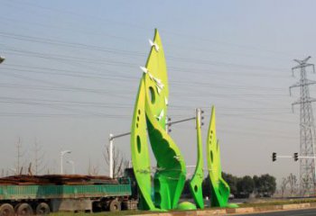 樹葉雕塑選用，建筑標識雕塑，烤漆樹葉雕塑廠家