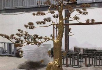 松樹雕塑廠家，村標概念，不銹鋼松樹雕塑通用