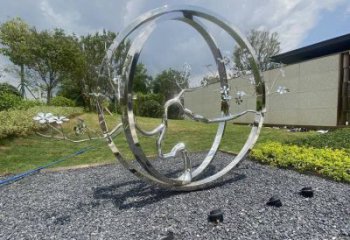 圓環(huán)樹雕塑廠家，標(biāo)識雕塑，不銹鋼圓環(huán)樹雕塑定制
