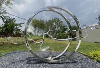 圓環樹雕塑承接，鍛造工藝，不銹鋼圓環樹雕塑訂做