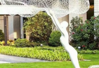 鏤空人物雕塑選用，小區擺件，大型鐵藝人物雕塑公司