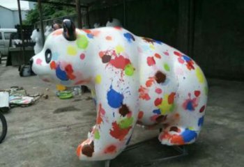 彩繪熊貓雕塑定價，街頭雕塑，烤漆彩繪熊貓雕塑定價