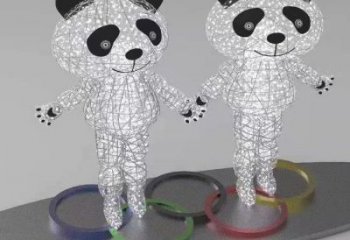 熊貓雕塑工程選用，美陳雕塑，鏤空熊貓雕塑生產