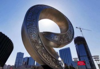 金屬雙環雕塑承接，陸地擺件，不銹鋼雙環雕塑制造商