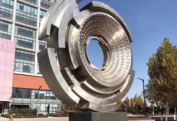 圓環(huán)雕塑制造，校園雕塑，鏡面不銹鋼圓環(huán)雕塑展品