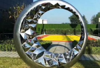 鏡面圓圈雕塑點(diǎn)擊，陸地?cái)[件，不銹鋼圓圈雕塑預(yù)定