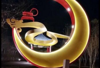 制造月亮雕塑廠家，地標擺件，烤漆鏤空月亮雕塑精選