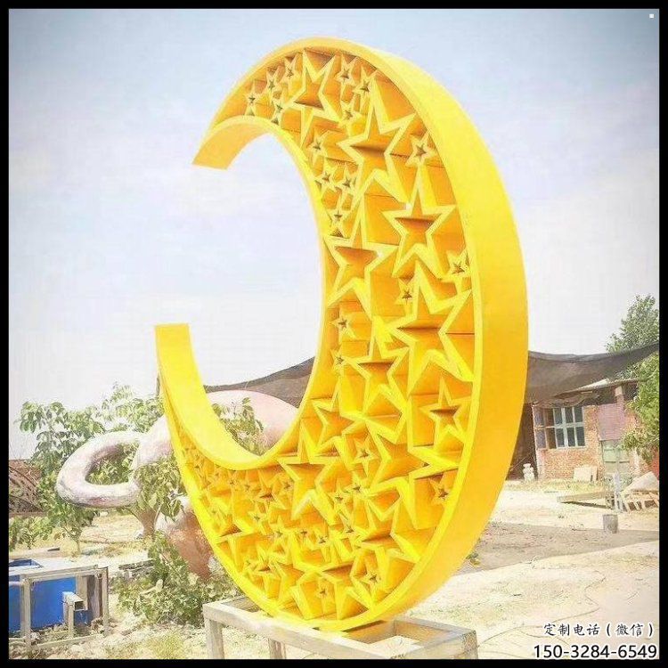 月亮船雕塑供應(yīng)，城區(qū)小品，不銹鋼月亮船雕塑制造商