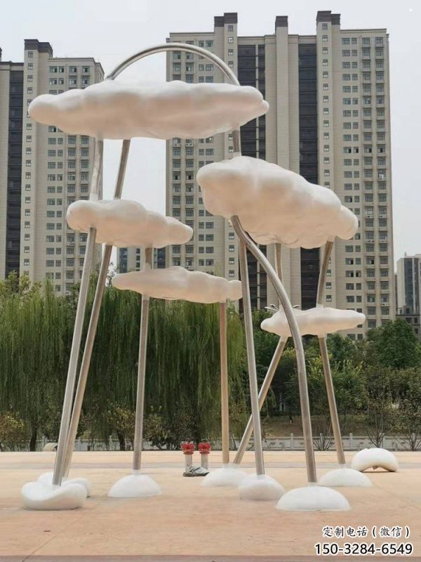 云朵雕塑服務(wù)商，創(chuàng)意雕塑，鏤空云朵雕塑訂做