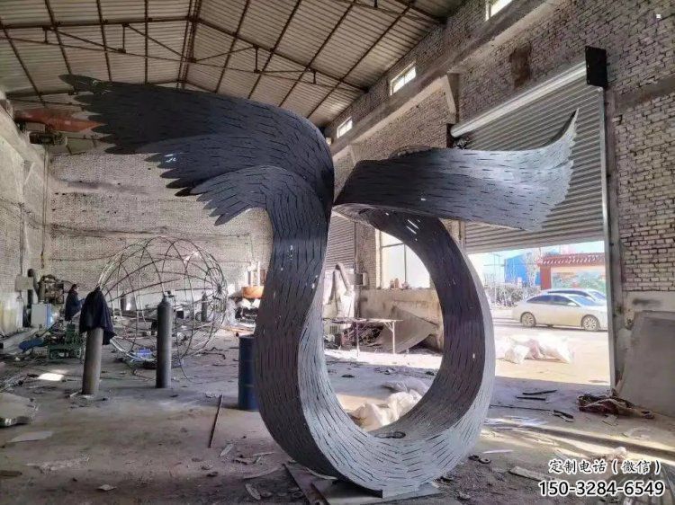 鋼結(jié)構(gòu)鳥翅雕塑指用，景觀雕塑，不銹鋼鳥翅雕塑點擊