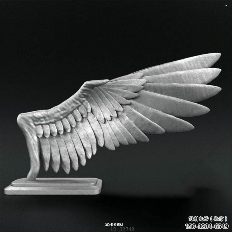 現代鳥翅雕塑定制，中式工藝，不銹鋼鳥翅雕塑造型優價