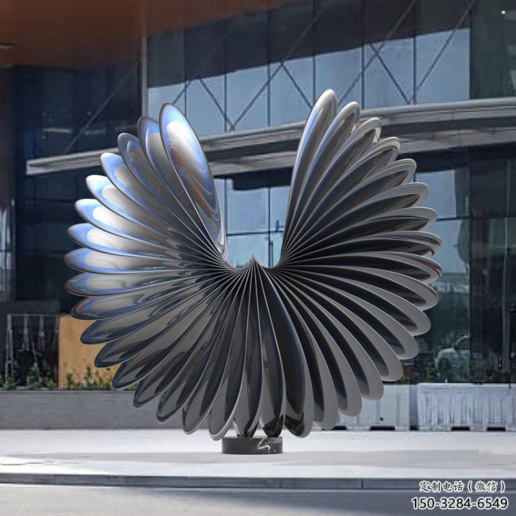藝術鳥翅雕塑承接，景區案例，不銹鋼鳥翅雕塑定制