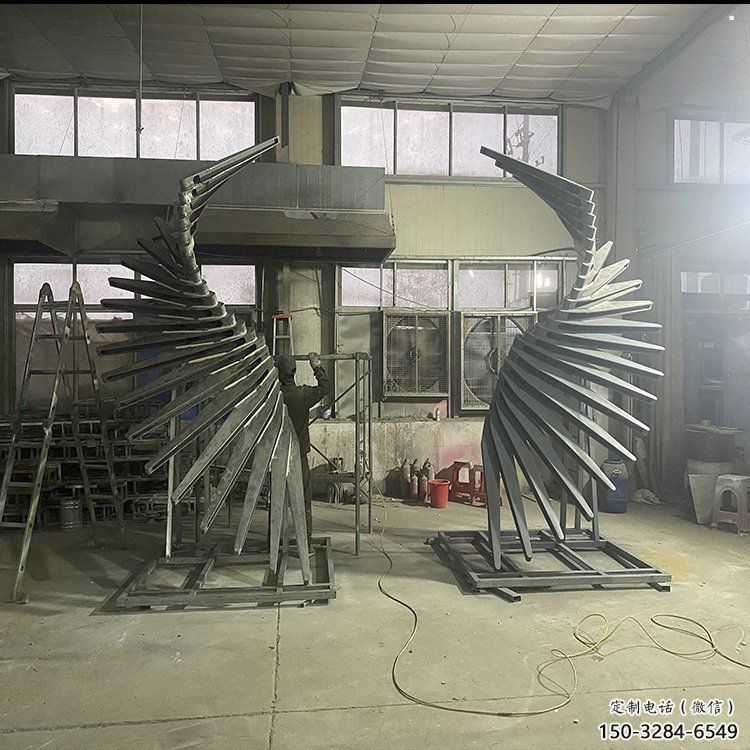 烤漆天使之翼雕塑制造商，室外軟裝，翅膀雕塑制作承接