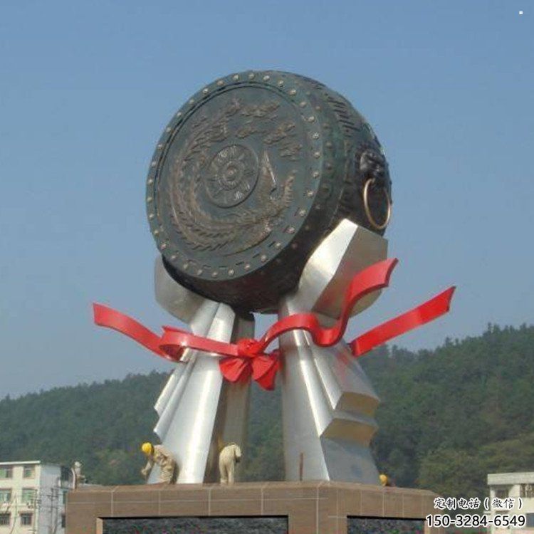 房地產(chǎn)銅鼓雕塑精品，標(biāo)識(shí)雕塑，小區(qū)銅鼓雕塑供給