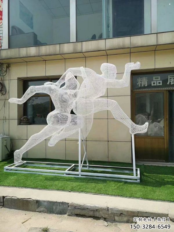 慶陽鏤空體育雕塑供求，白鋼構件，鐵藝人物雕塑觀賞型