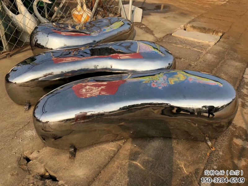 隴南坐凳雕塑，小區園林雕塑，不銹鋼鏡面效果