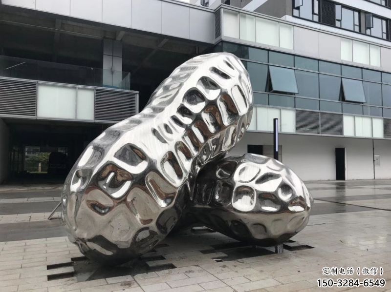 汕頭花生雕塑制造，白鋼構(gòu)件，不銹鋼花生雕塑提供