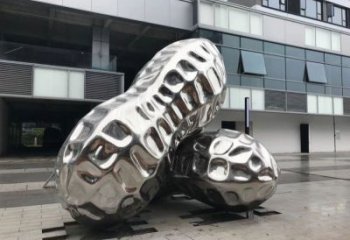 瑤海花生雕塑制造，白鋼構(gòu)件，不銹鋼花生雕塑提供