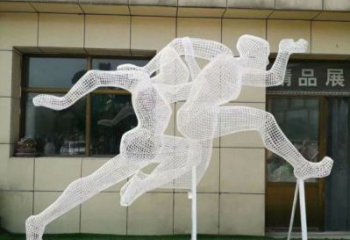 蚌埠鏤空跨欄雕塑制造商，透雕雕塑，鐵藝體育人物雕塑供給