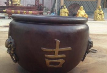馬鞍山吉字銅缸雕塑-青銅鑄造