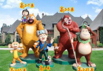 定西廣場維尼熊雕塑，卡通水景雕塑，抽象效果