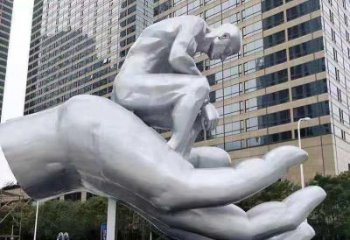 辛集沉思者雕塑，景觀雕塑，手托人物雕塑廠家提供