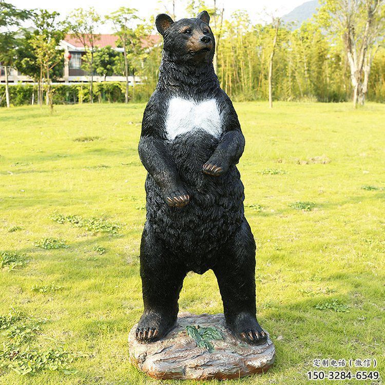 七臺河街道黑熊雕塑，仿真動物雕塑，古銅效果