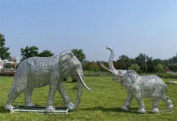 大慶鏤空大象雕塑制造商，動物擺件，透雕大象雕塑定制