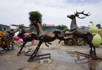 黃岡戶外小鹿批發，動物雕塑，梅花鹿銅雕塑供求