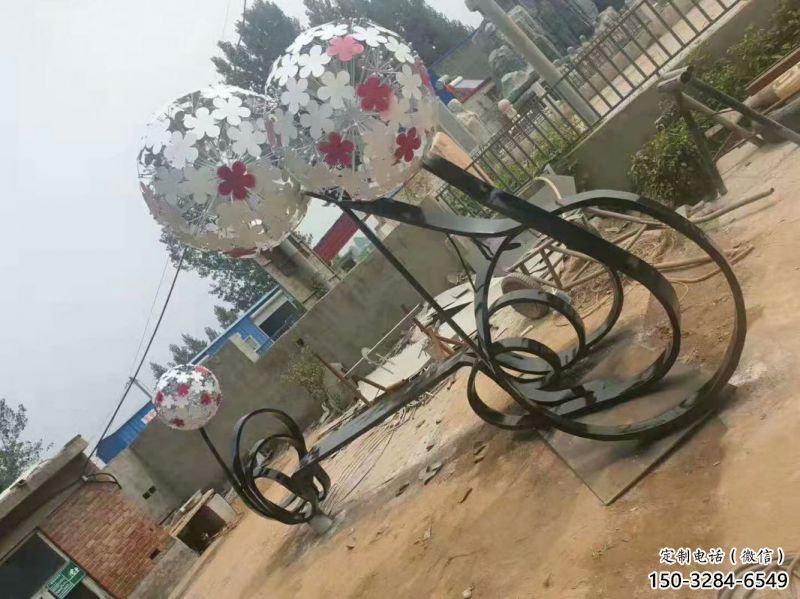 常德大型蒲公英坐凳雕塑，現(xiàn)代元素設(shè)計(jì)，不銹鋼坐凳雕塑