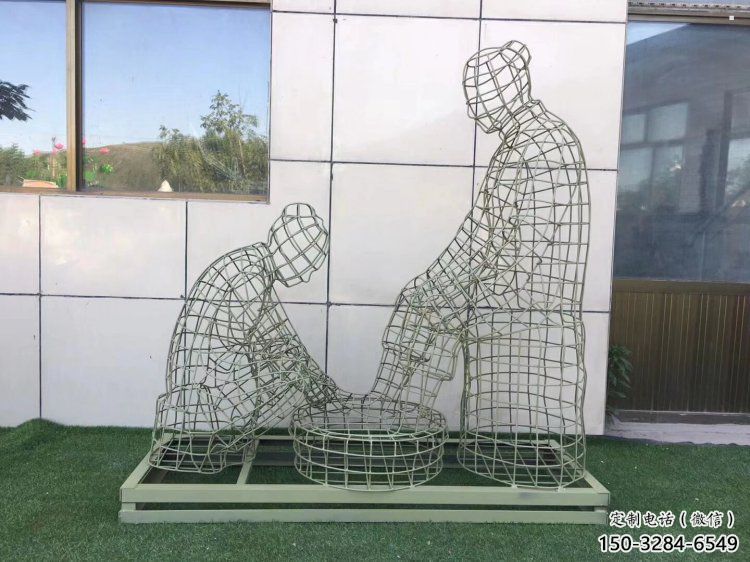永州鏤空洗腳雕塑制作，園林裝飾，鐵藝孝道人物雕塑