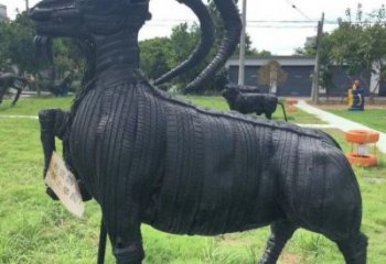 永州輪胎山羊雕塑供應，公園雕塑，鑄銅輪胎羊雕塑供求