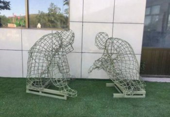 宿遷鏤空下棋雕塑供需，廣場(chǎng)雕塑，鐵藝民俗人物雕塑選用