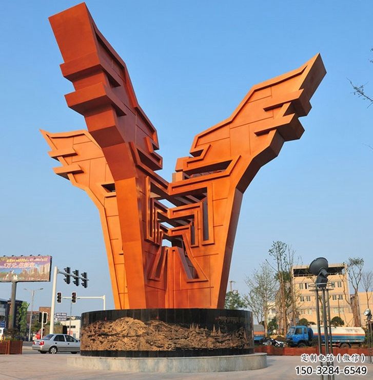 呼和浩特城市精神堡壘雕塑，抽象建筑元素，廣場(chǎng)景觀雕塑小品