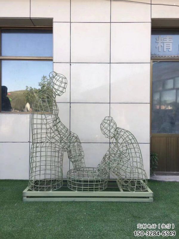 濟南鏤空孝道雕塑通用，街景小品，鐵藝洗腳雕塑制造