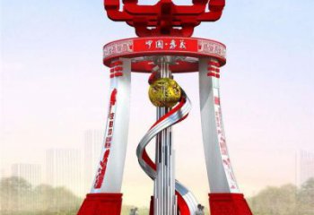 鐵嶺城市精神堡壘雕塑，地標文明建筑不銹鋼雕塑