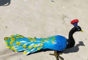 金鳳彩繪孔雀雕塑制作選用，景區案例，動物美陳雕塑