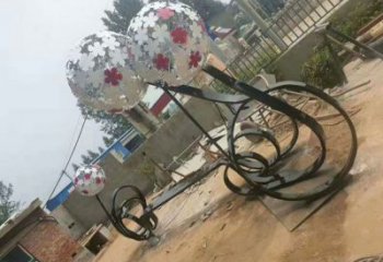 東營大型蒲公英坐凳雕塑，現代元素設計，不銹鋼坐凳雕塑