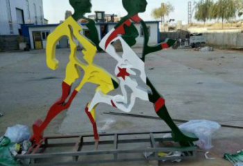 煙臺(tái)賽跑雕塑，鏤空工藝制作，不銹鋼烤漆體育人物雕塑