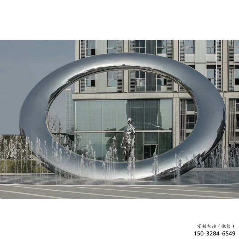 蓮湖小區圓環雕塑，水簾噴泉雕塑，水景藝術效果
