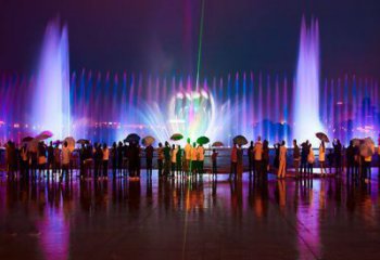 臺州水景程控噴泉雕塑，高噴循環噴水方式設計